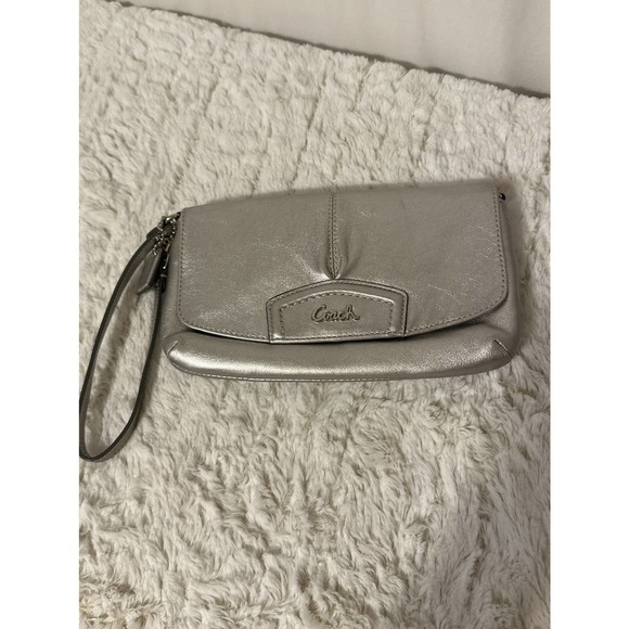Coach Handbags - COACH Silver Clutch Wristlet/ small purse